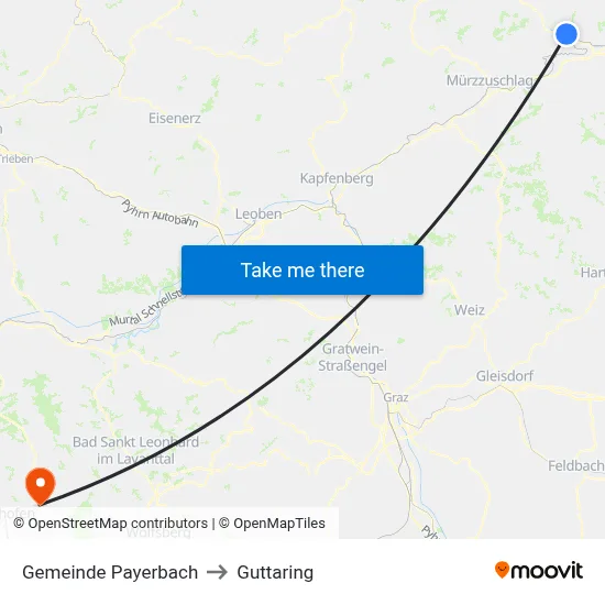 Gemeinde Payerbach to Guttaring map
