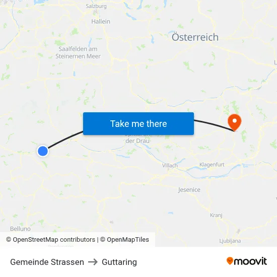 Gemeinde Strassen to Guttaring map