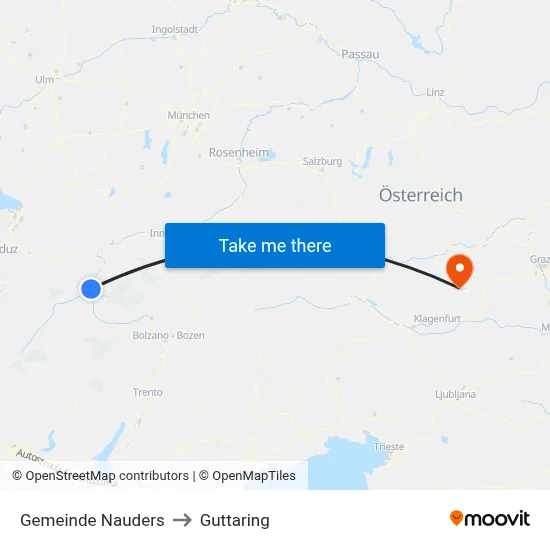 Gemeinde Nauders to Guttaring map