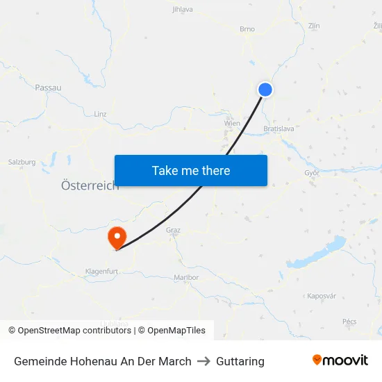 Gemeinde Hohenau An Der March to Guttaring map
