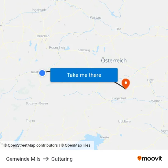 Gemeinde Mils to Guttaring map