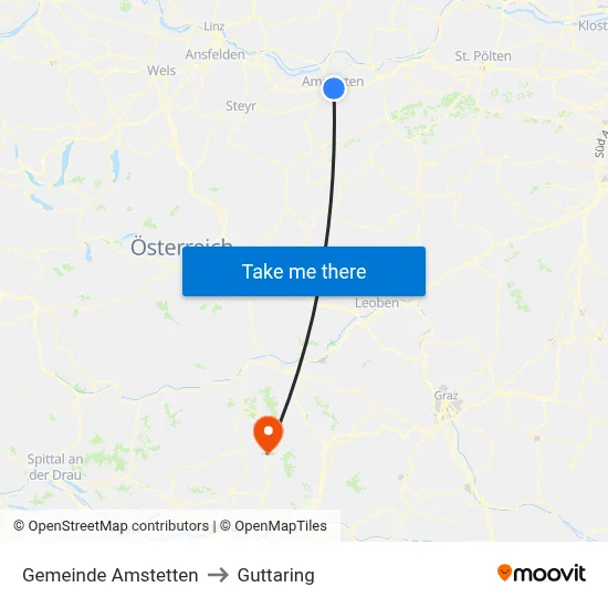 Gemeinde Amstetten to Guttaring map