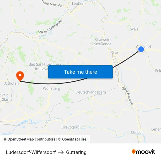 Ludersdorf-Wilfersdorf to Guttaring map