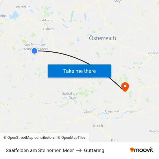 Saalfelden am Steinernen Meer to Guttaring map