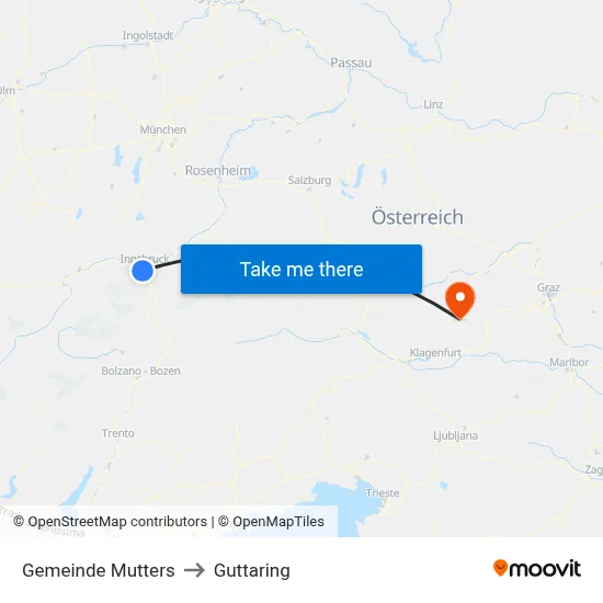 Gemeinde Mutters to Guttaring map