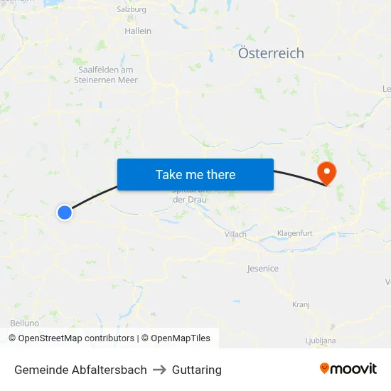 Gemeinde Abfaltersbach to Guttaring map