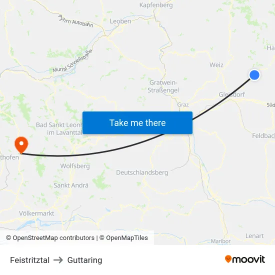 Feistritztal to Guttaring map