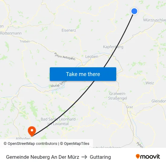 Gemeinde Neuberg An Der Mürz to Guttaring map