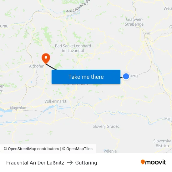 Frauental An Der Laßnitz to Guttaring map
