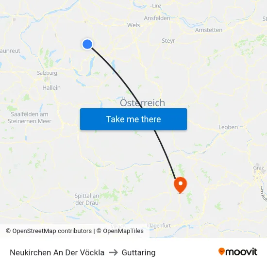 Neukirchen An Der Vöckla to Guttaring map