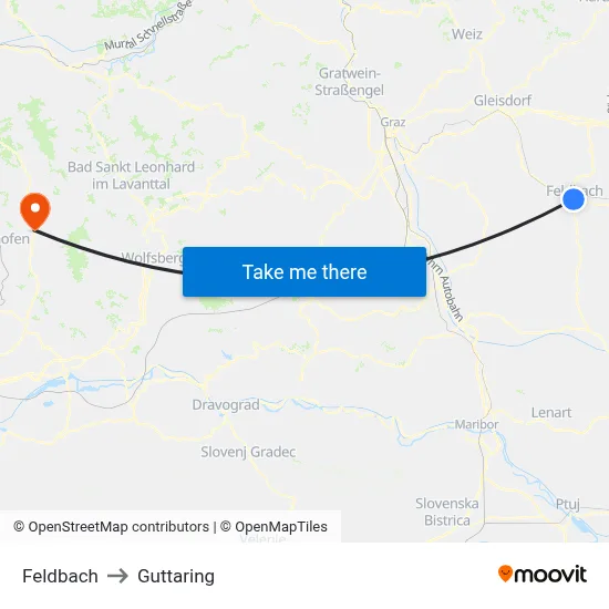 Feldbach to Guttaring map