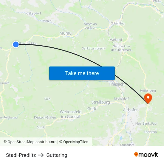 Stadl-Predlitz to Guttaring map