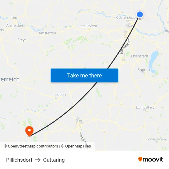 Pillichsdorf to Guttaring map
