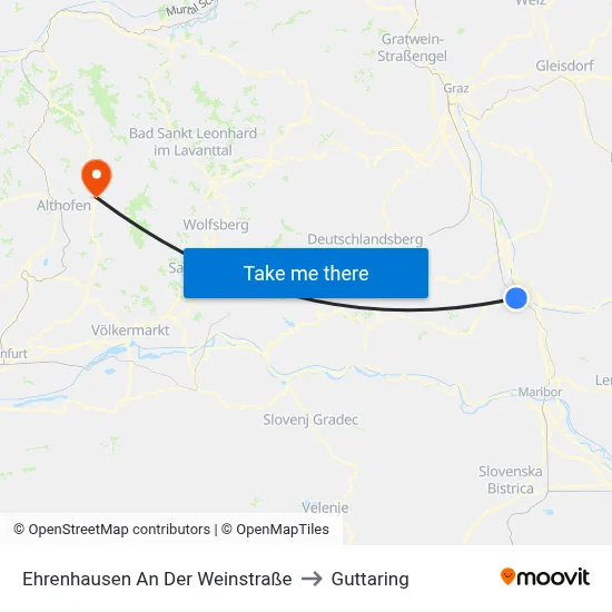 Ehrenhausen An Der Weinstraße to Guttaring map