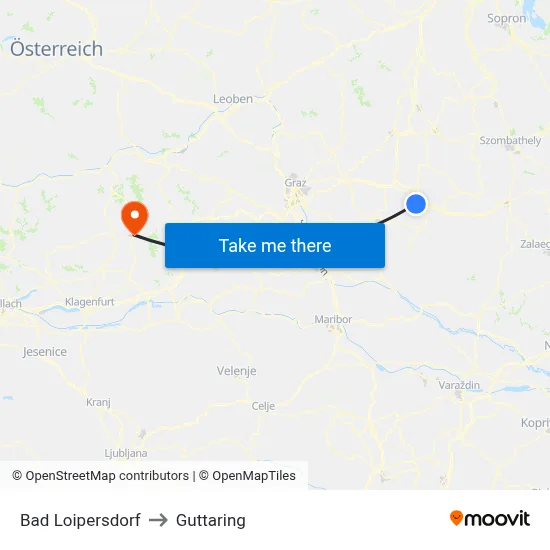 Bad Loipersdorf to Guttaring map