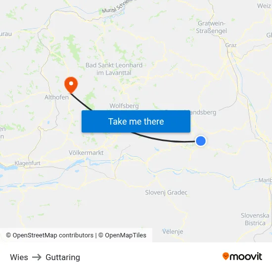 Wies to Guttaring map