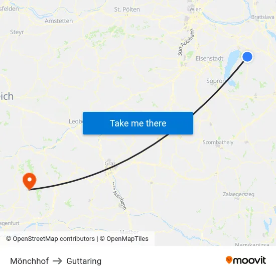 Mönchhof to Guttaring map