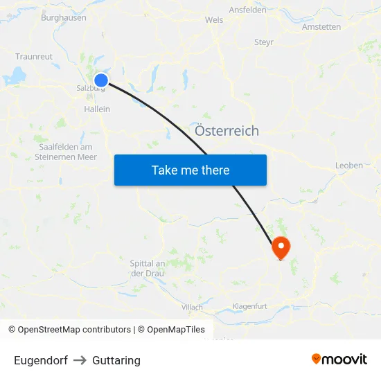 Eugendorf to Guttaring map