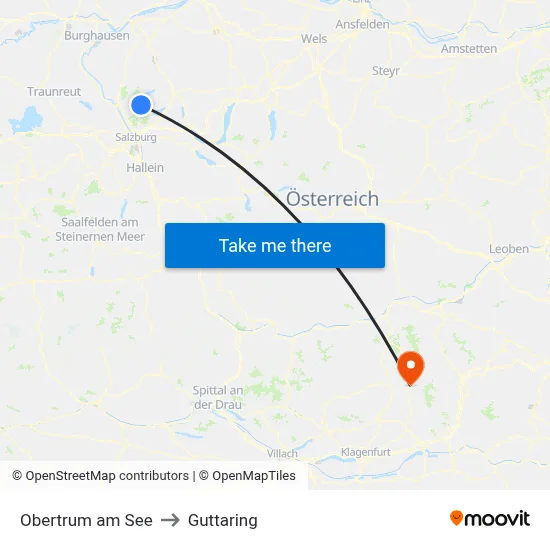Obertrum am See to Guttaring map