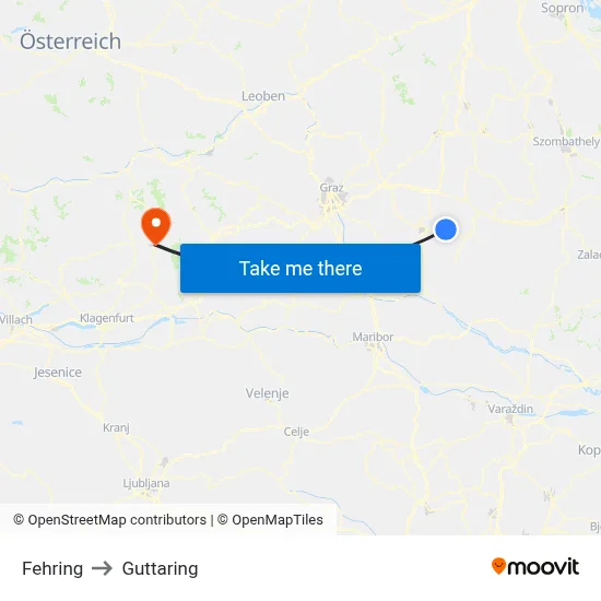 Fehring to Guttaring map