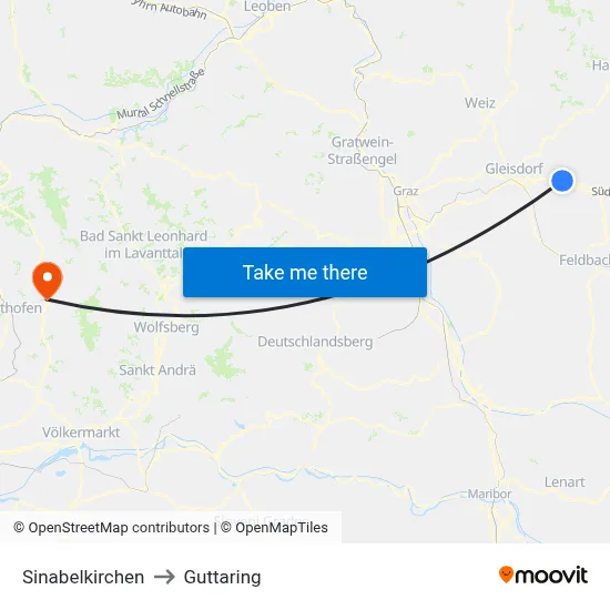 Sinabelkirchen to Guttaring map