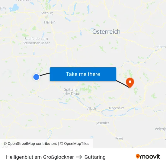 Heiligenblut am Großglockner to Guttaring map