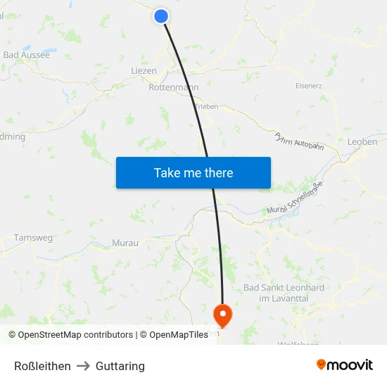 Roßleithen to Guttaring map