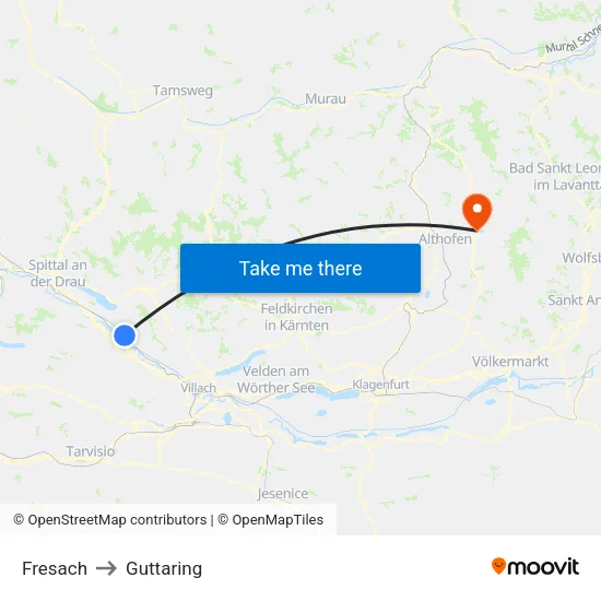 Fresach to Guttaring map