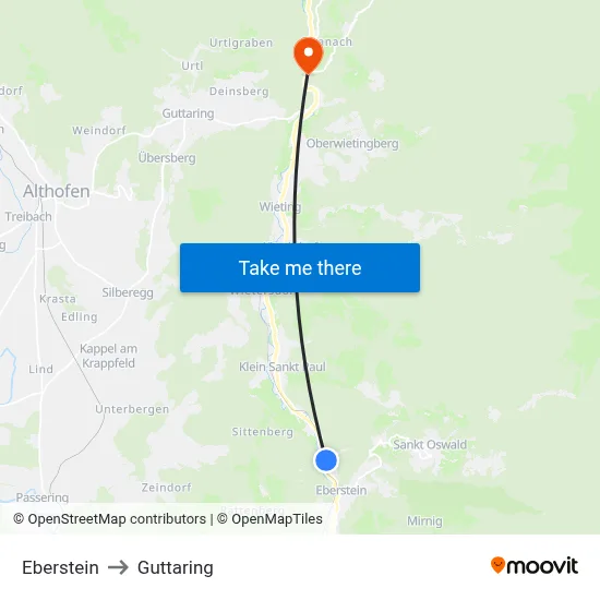 Eberstein to Guttaring map