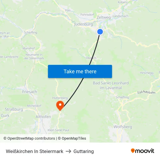 Weißkirchen In Steiermark to Guttaring map