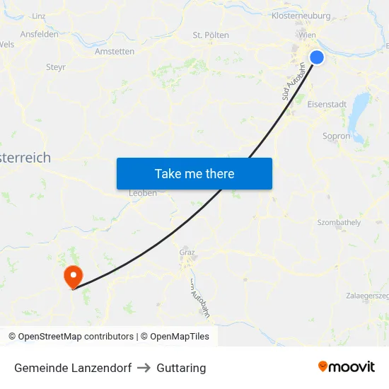 Gemeinde Lanzendorf to Guttaring map
