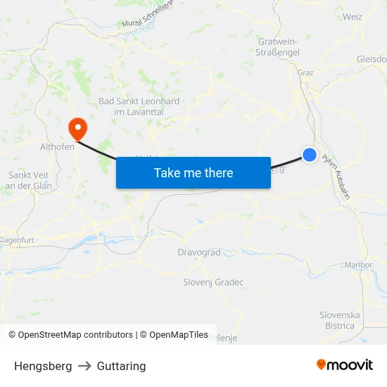 Hengsberg to Guttaring map