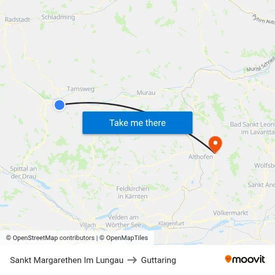 Sankt Margarethen Im Lungau to Guttaring map
