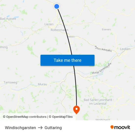 Windischgarsten to Guttaring map