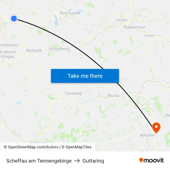 Scheffau am Tennengebirge to Guttaring map
