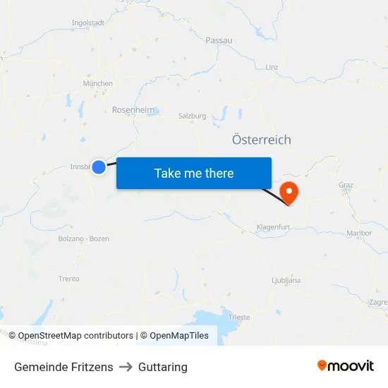 Gemeinde Fritzens to Guttaring map