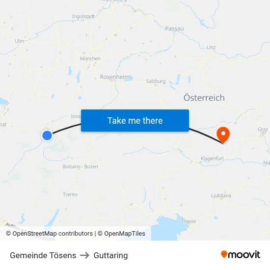 Gemeinde Tösens to Guttaring map