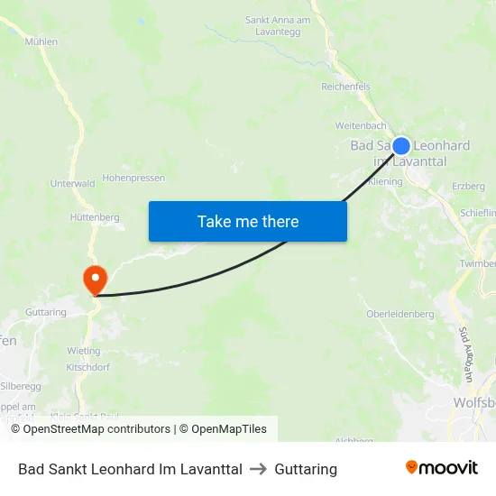 Bad Sankt Leonhard Im Lavanttal to Guttaring map