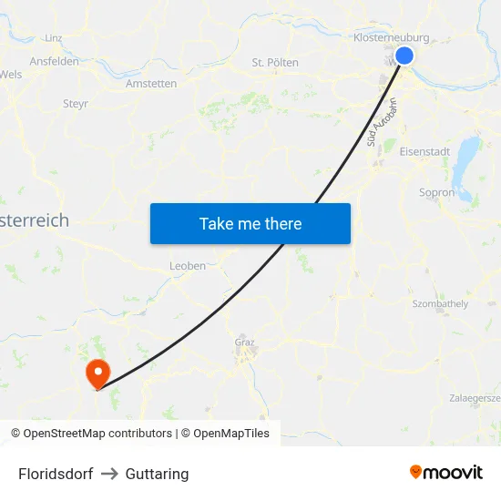 Floridsdorf to Guttaring map