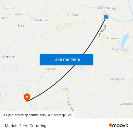 Mariahilf to Guttaring map
