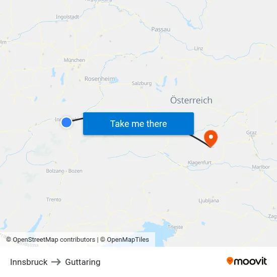 Innsbruck to Guttaring map