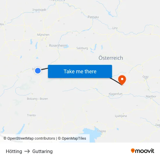 Hötting to Guttaring map
