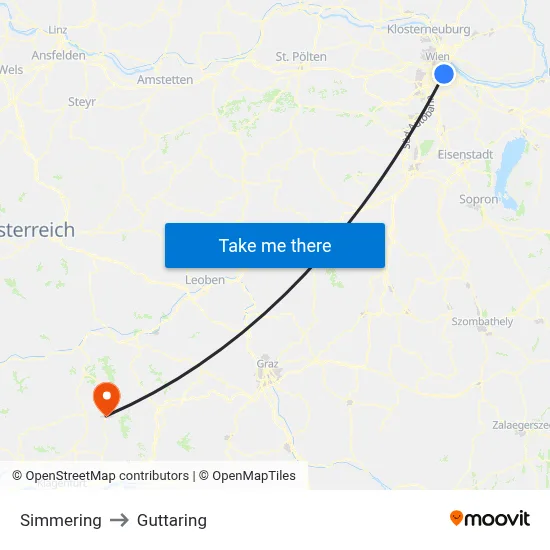 Simmering to Guttaring map