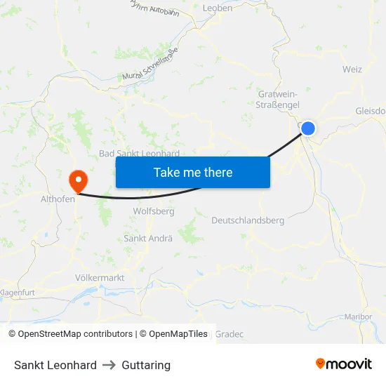 Sankt Leonhard to Guttaring map