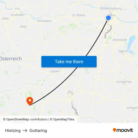Hietzing to Guttaring map