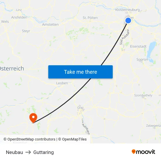 Neubau to Guttaring map