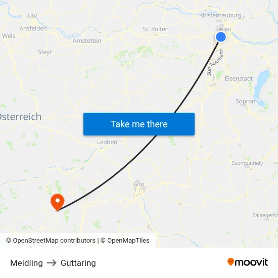 Meidling to Guttaring map