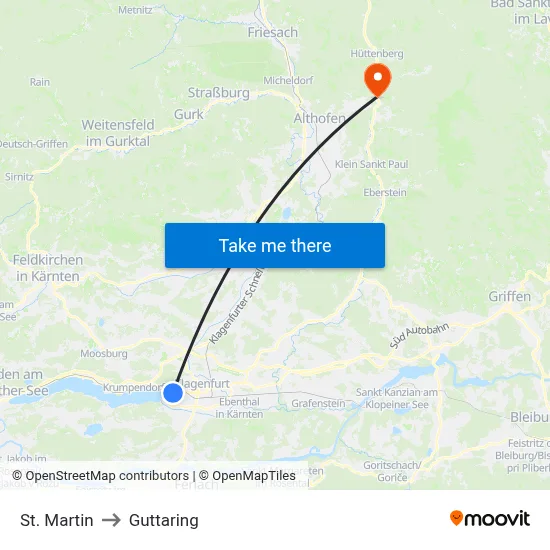 St. Martin to Guttaring map