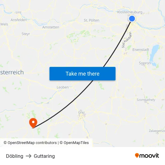 Döbling to Guttaring map