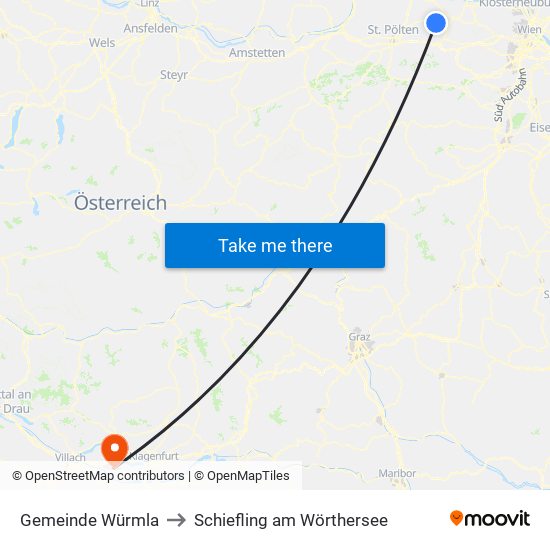 Gemeinde Würmla to Schiefling am Wörthersee map